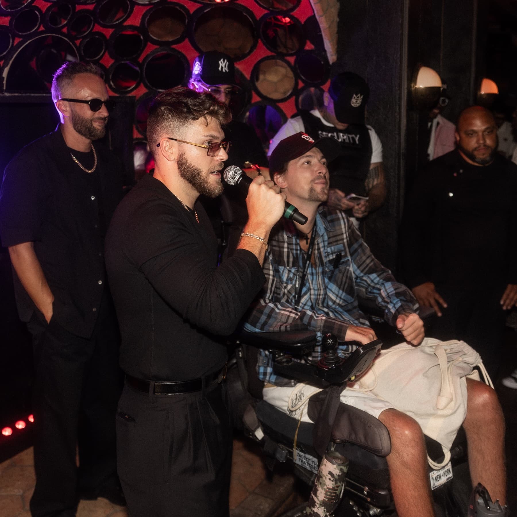 Brandon Simmons (Crash / CrashMetaX) on stage with Christian Barker (Bark) at DDNYC 2026 in New York